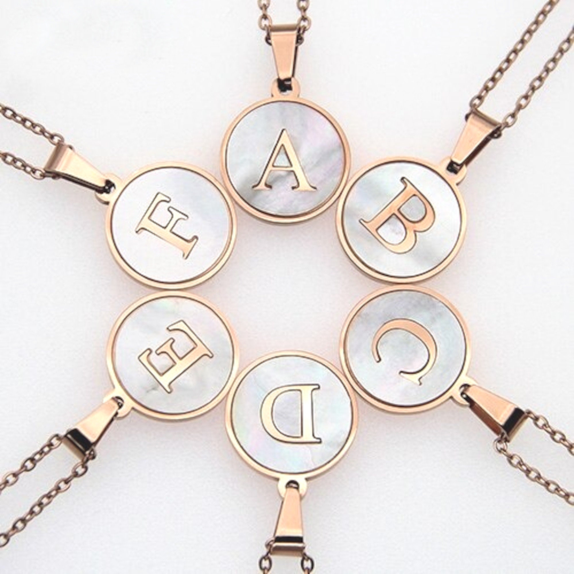 Stainless Steel Initial Pendant Necklace Disc Pendant With Etsy