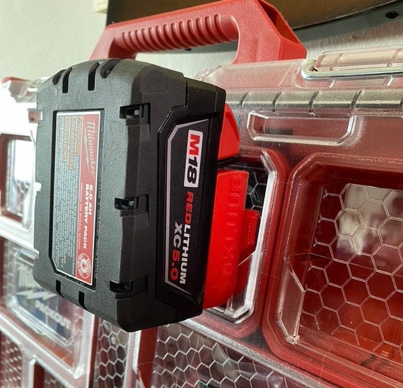 Milwaukee Packout M18 Battery Holder Milwaukee Packout Mounts for Battery M18 Battery Mounts Milwaukee M18 Battery Etsy