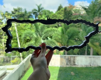 3D Printed Puerto Rico Map Frame: Custom Wall Decor (15x5x1in)