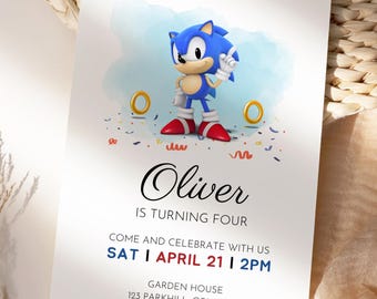 Hedgehog Birthday Invitation Template, Editable Digital Invitation for Kids, First Birthday Invitation for boys, Canva Birthday Evite