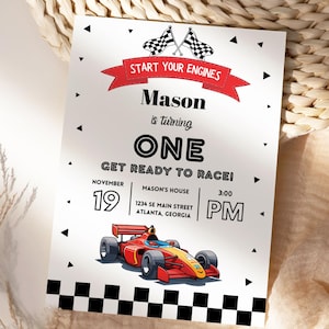 Formula Racing Birthday Invitation, Editable Digital Invitation, Canva Birthday Invitation Template, Race Car Birthday Invite, Mobile Invite