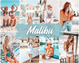 10 Lightroom Mobile Desktop Presets MALIBU, Light and Bright Mobile Presets, Travel Island Picture Filter, Instagram and Blogger Presets