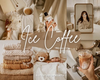 Lightroom Preset ICE COFFEE, Single Mobile Desktop Lightroom Preset, Soft Light Beige Preset