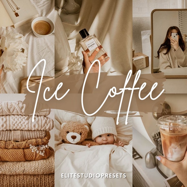 Lightroom Preset ICE COFFEE, Single Mobile Desktop Lightroom Preset, Soft Light Beige Preset