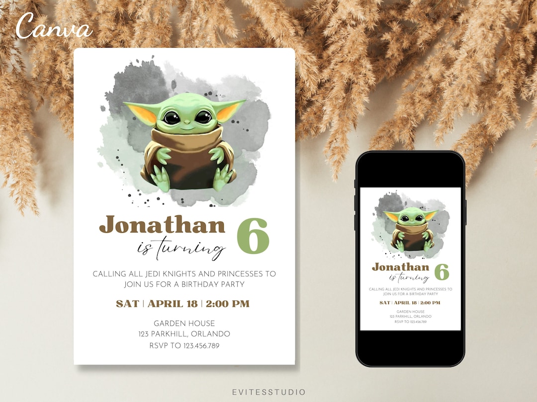 Wars Birthday Invitation Template, Editable Digital Invitation for Kids