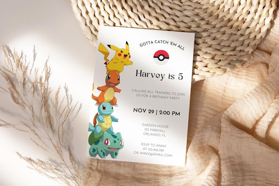 Poke Birthday Invitation, Digital Birthday Invitation, First Birthday Party, Printable Invitation, Birthday Boy Girl Invite, Evite Template