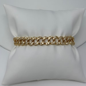 Gold Filled Cuban Link Bracelet with Small CZ Stones | Chunky | Statement | Gift for Her | Stackable | Bold | Bridesmaid