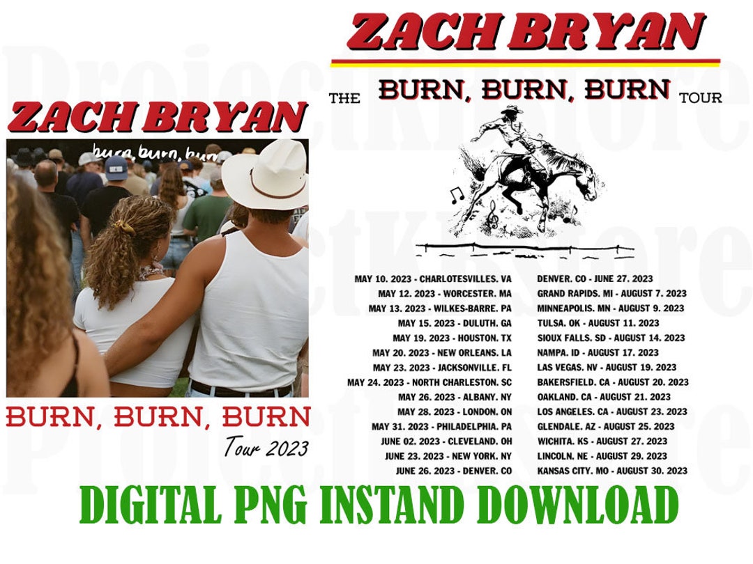Buy The Burn Burn Burn Tour 2023 Png Zach Bryan Concert Png Online in