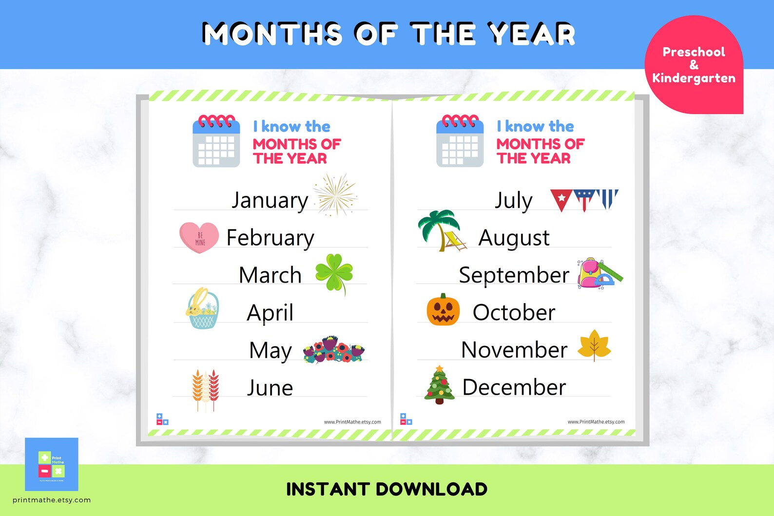 Months of the Year Tracing Worksheets Digital Download - Etsy