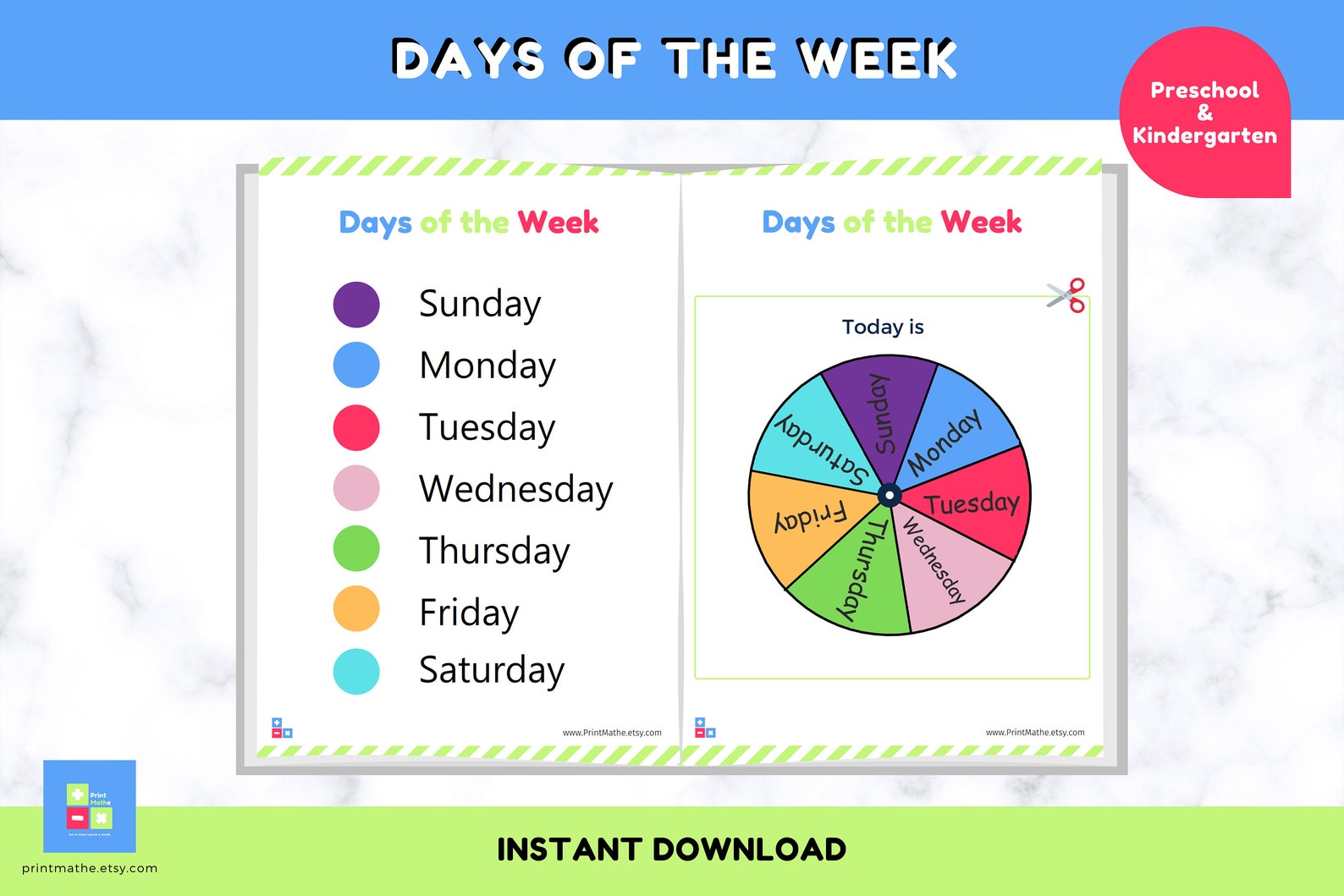 Days of the Week Tracing Worksheets Handwriting Practice | Etsy