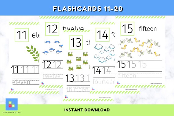 trace numbers 11 20 learn to count 20 tracing worksheets etsy