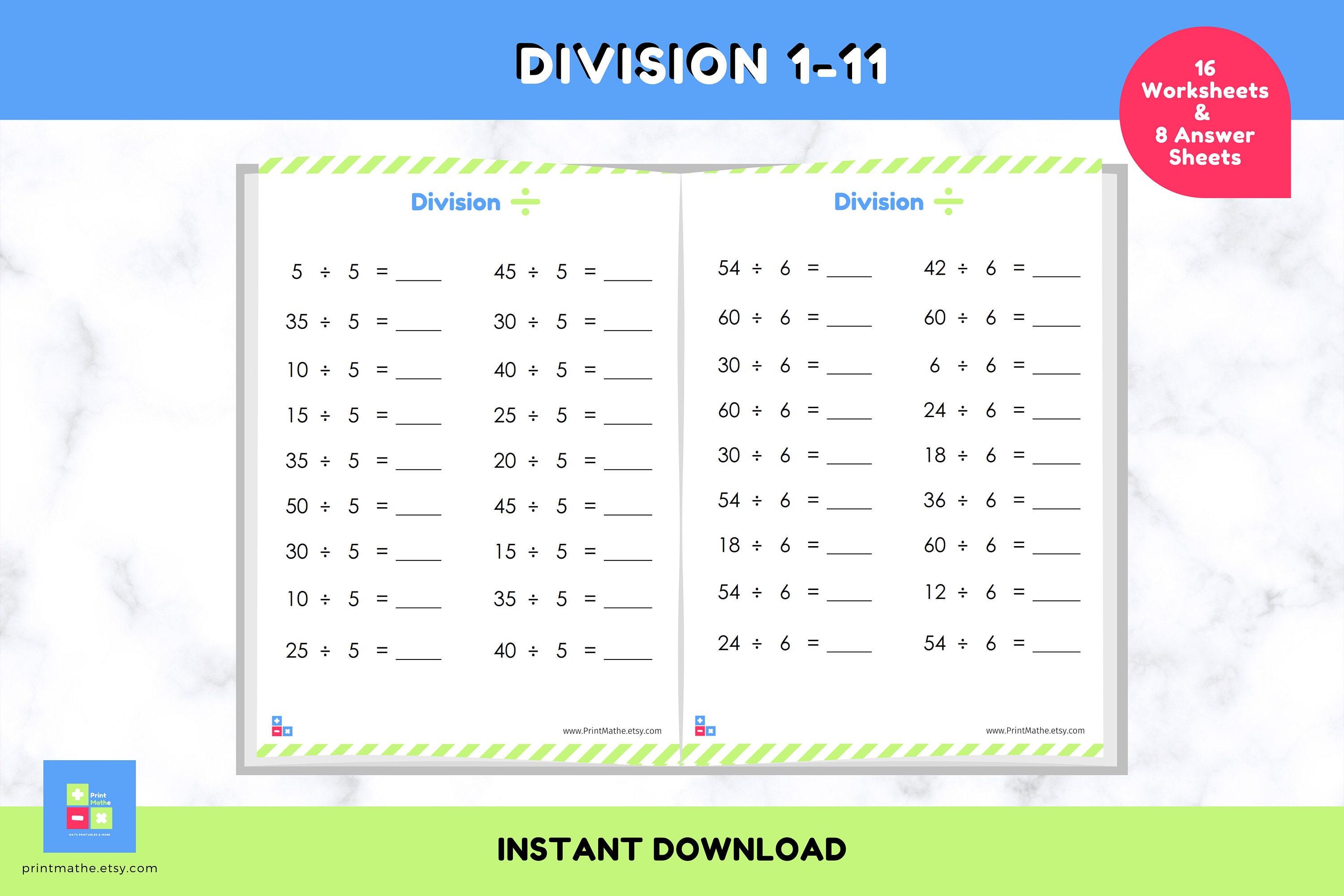 division printable workbook numbers 1 to 11 16 unique etsy ireland