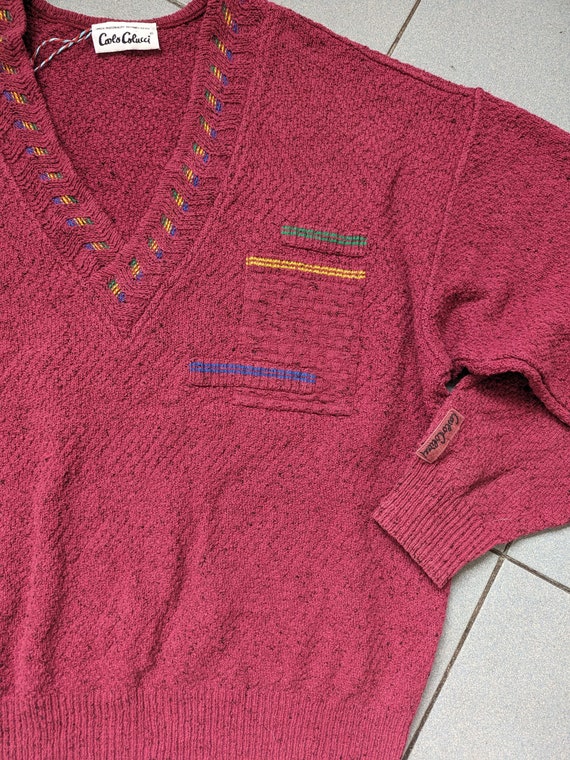 Vintage Dad Sweater CARLO COLUCCI V-neck Knitwear… - image 2