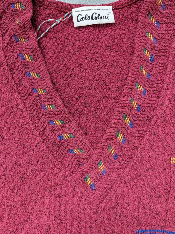 Vintage Dad Sweater CARLO COLUCCI V-neck Knitwear… - image 3