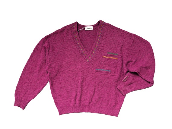 Vintage Dad Sweater CARLO COLUCCI V-neck Knitwear… - image 1