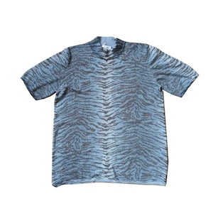 Vintage Silk Blouse Y2K Top Zebra Animal Print Metallic Glitter