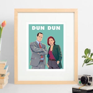 Benson and Stabler Dun Dun Art Print. Elliot Stabler and Olivia Benson from Law & Order SVU. Special Victims Unit, Mariska Hargitay Meloni