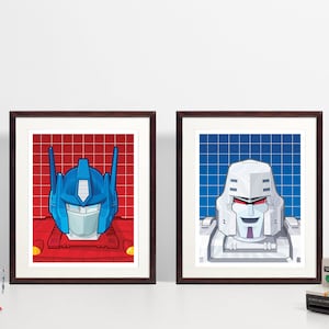 Transformer Optimus Prime and Megatron. Robots in disguise 80's cartoon and vintage toys. Let's roll!