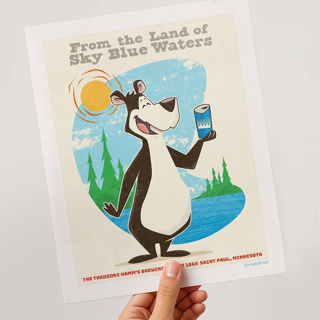 Hamm's Bear, a Modern Take on Classic Images. Cool, Fun, Colorful