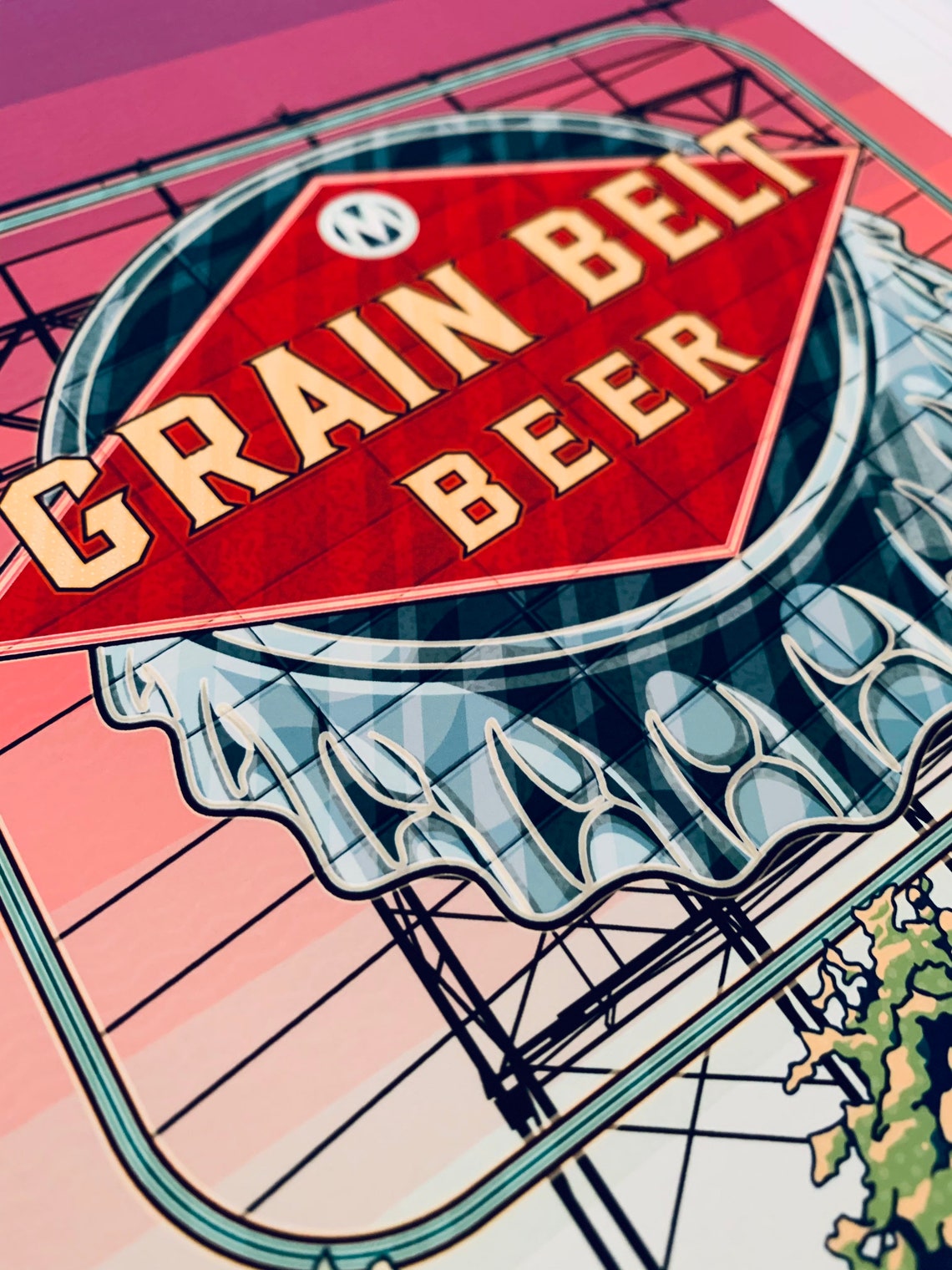 Grain Belt Beer Neon Sign in Minneapolis. Bright colorful Etsy