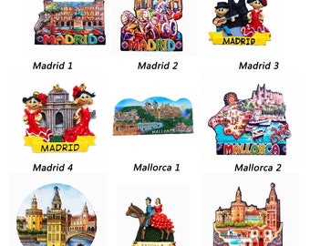 Madrid Mallorca Seville Spain Fridge Magnet Sticker Travel Souvenir Gift Collection Craft