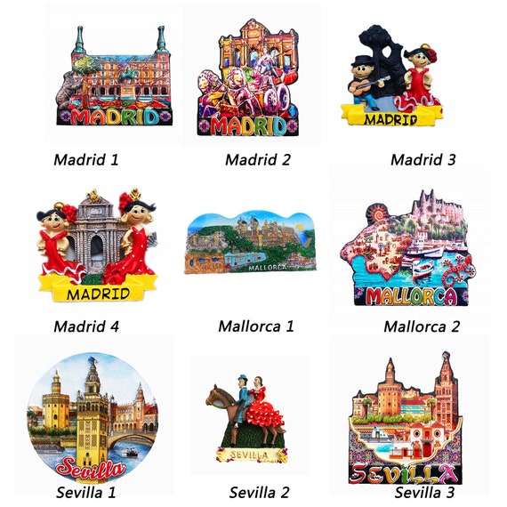 Madrid Mallorca Seville Magnet Sticker Travel Etsy