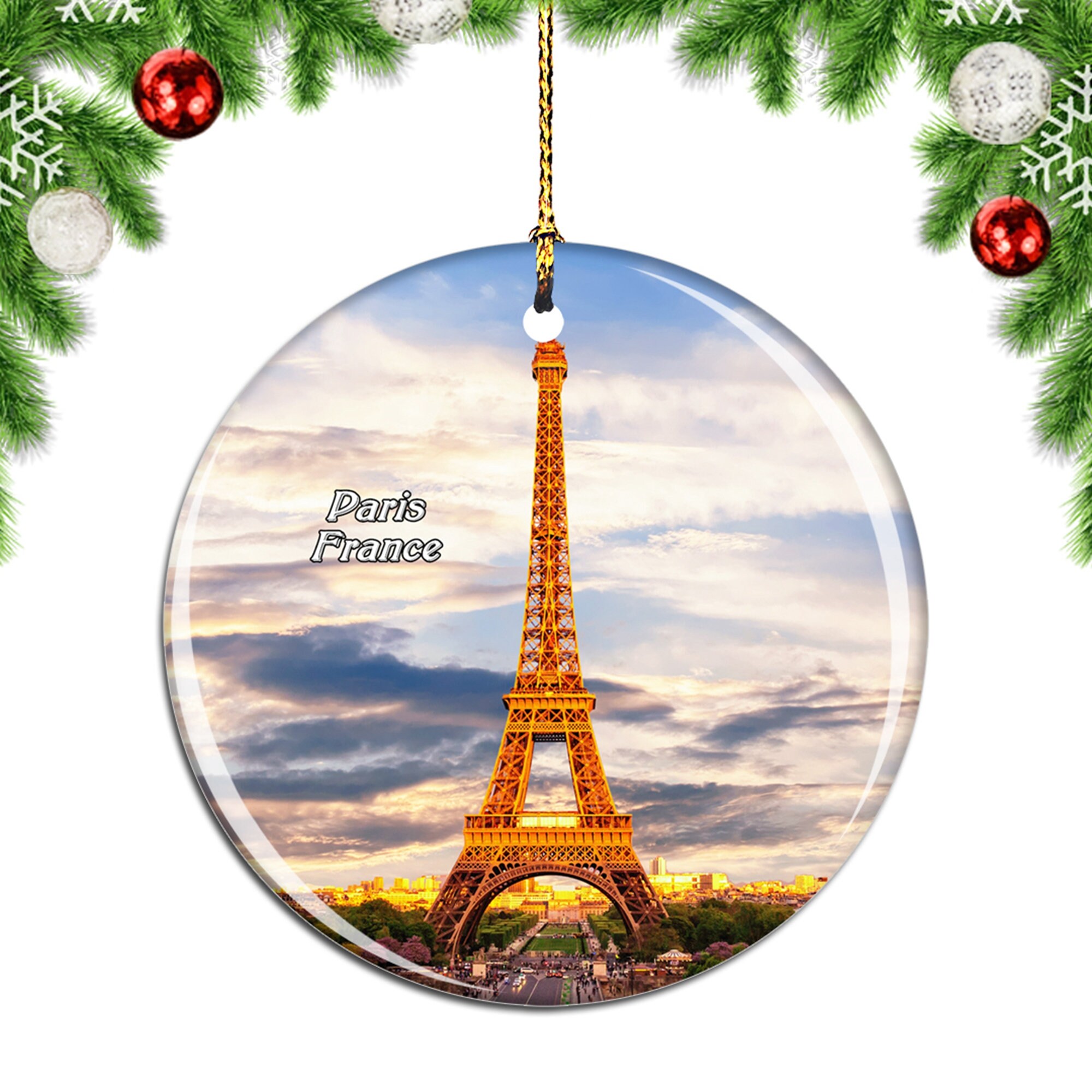 Eiffel Tower Paris France Christmas Ornament