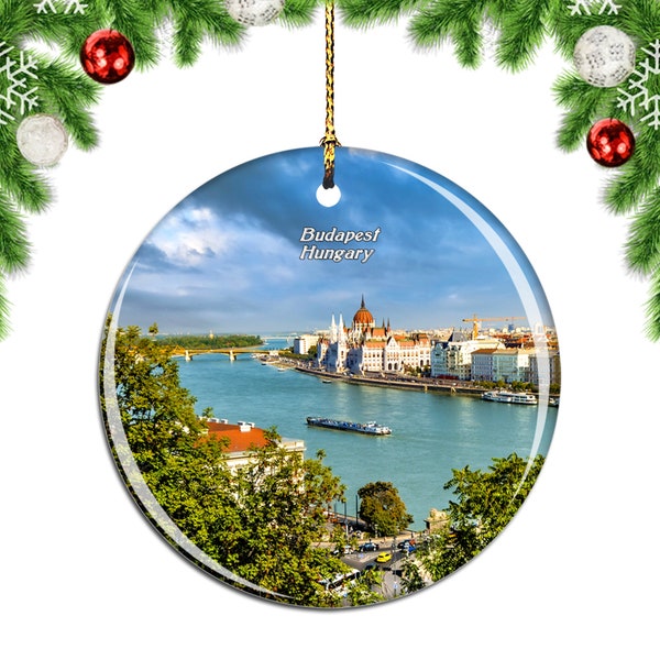 Danube River Budapest Hungary Christmas Ornament Souvenir Gift Porcelain