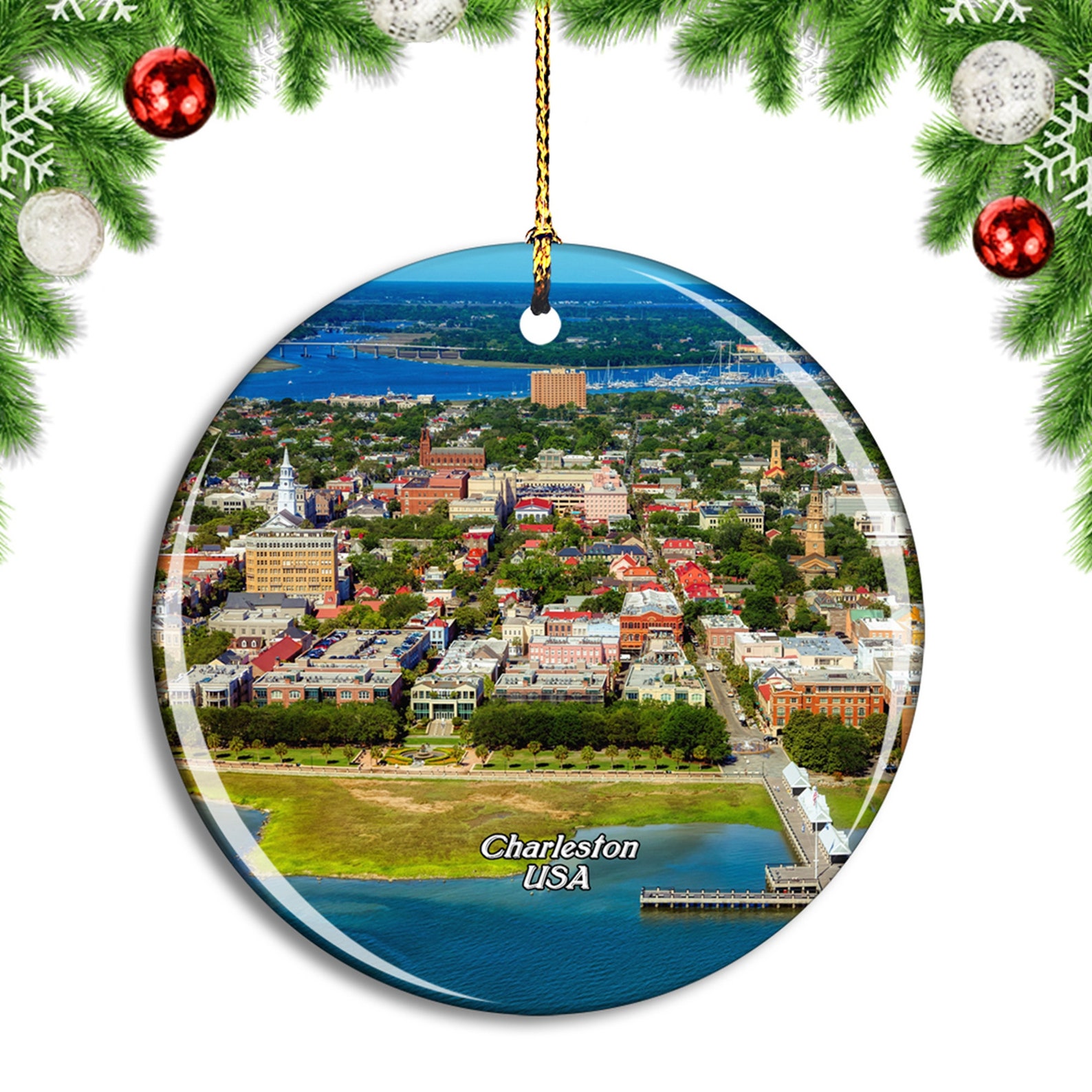 Skyline Charleston South Carolina USA Christmas Ornament Etsy