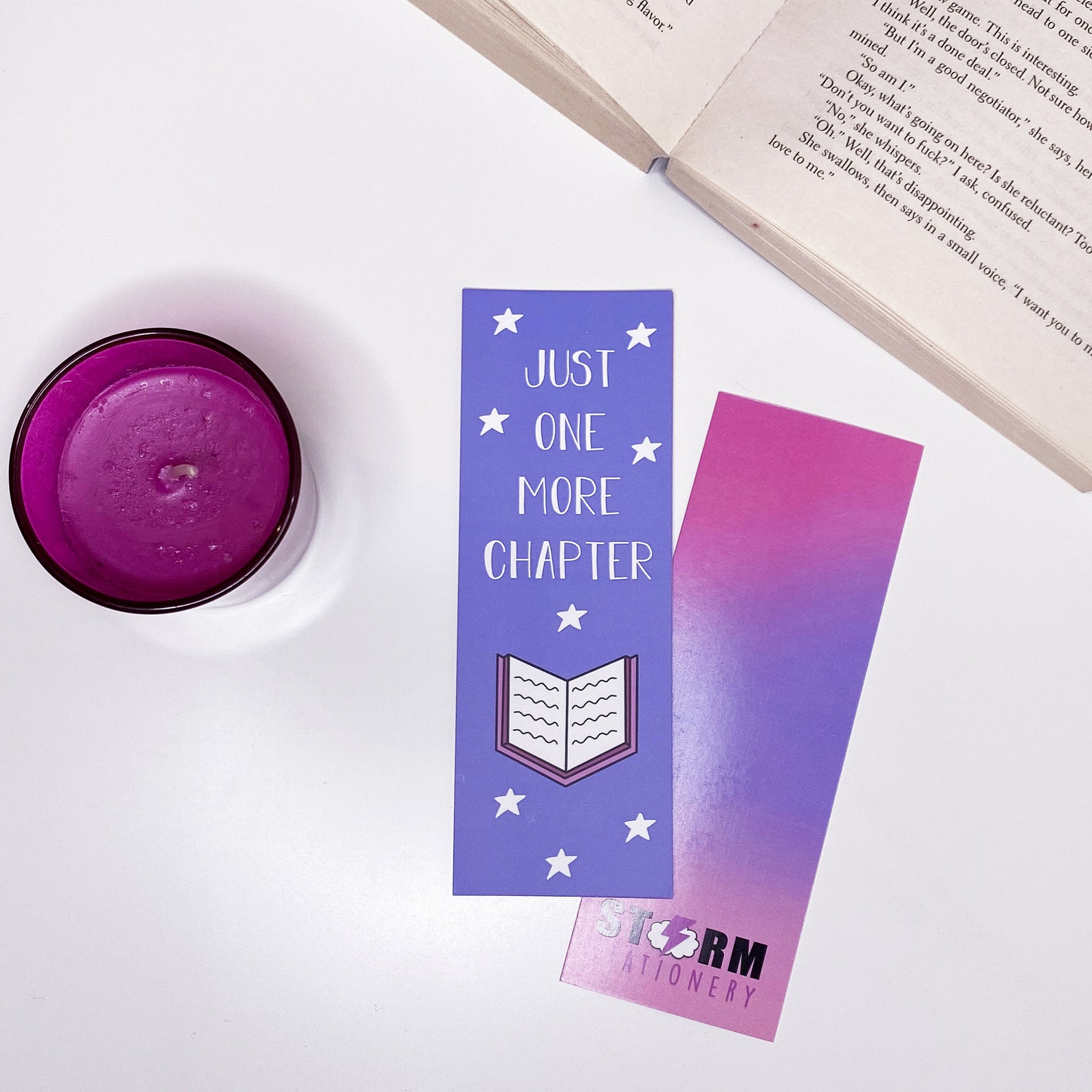 Just One More Chapter Bookmark Matt Laminated Bookmark Etsy