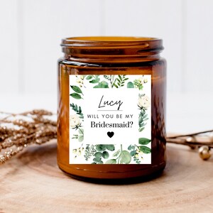 Personalisierter Kerzenaufkleber/ Brautparty Label/ Will You Be My Bridesmaid Label/ Henne Party Favor Bag/ Botanischer Vorschlag Box Sticker/A05