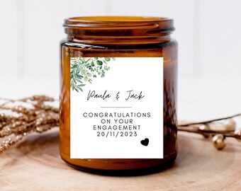 Etiqueta para vela de felicitación por vuestro compromiso / Caja de regalo personalizada para fiesta de compromiso / Pegatina para bolsa / Regalo para la pareja que pronto se casará