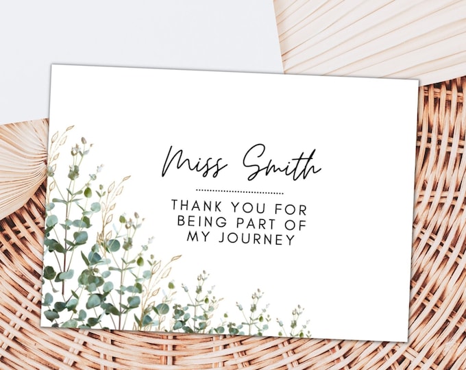 Thank You for Being Part of My Journey Card/ Personalised School ...