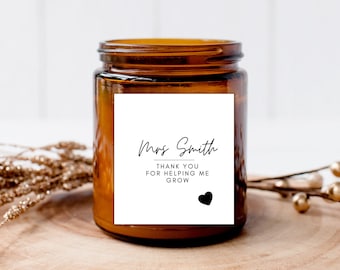 Personalised Thank You For Helping Me Grow/ End of Year Teacher/ Best Teacher/ Gift for Teacher Bag Label/ Teacher Candle Favour