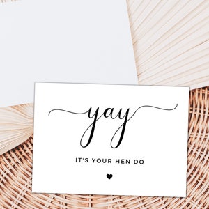 Yay è il tuo Hen Do! Alla sposa di essere / Happy Hen Do Card / Alla sposa su Hen Do / Doccia nuziale personalizzata / Biglietto per addio al nubilato / Addio al nubilato / Addio al nubilato