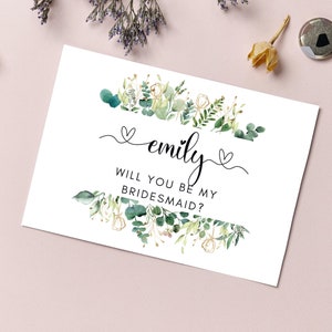 Tarjeta personalizada Will You Be My Bridesmaid y sobre / Opción de sobre personalizado / Tarjeta de propuesta de dama de honor / Tarjeta de fiesta nupcial / A40 / A51