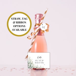 Bridesmaid Mini Wine Bottle Label/ Personalised Botanical - Etsy