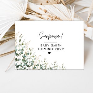 Cartão Surpresa! Bebê chegando em breve/Tendo um bebê/Novo cartão surpresa para bebê/Anúncio de bebê/Cartão de revelação de gênero/Idéias para revelação de gravidez/A40