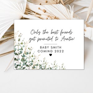 Alleen de beste vrienden worden gepromoveerd tot tantekaart / baby binnenkort / een babyaankondigingskaart hebben / gender reveal / zwangerschaps reveal / A40