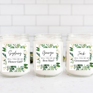 Personalisierte Blumenmädchen Sticker/ Greenery Will You Be My Flower Girl Kerzenetikett/ Botanischer Vorschlag/ Bachelorette Label/ A05/ A39