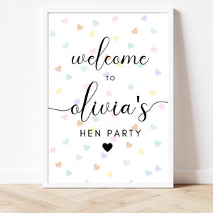 Hen Do Welcome Print/ Pastel Bridal Shower Welcome Sign/ Pastel Theme Bridal Party Guest Welcome Sign/ Rainbow Bride to Be Party Sign