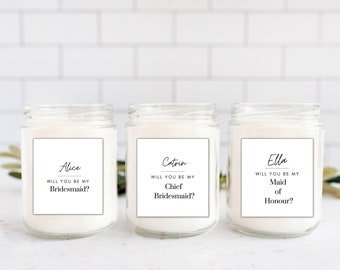 Etiqueta personalizada para vela "¿Quieres ser mi dama de honor?" / Relleno para caja de regalo de propuesta / Fin de semana de despedida de soltera / Dama de honor / Mañana de la boda