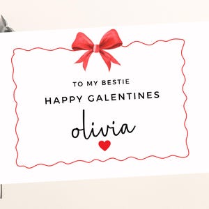 Personalised To My Bestie Happy Galentines Card/ To My Bestie Girlfriend/ Galentine's Day Greetings Card/ Best Friends/ Red Heart Bow