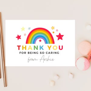 Danke, dass Sie so fürsorgliche Karte sind / personalisierter Pastellregenbogen-Stern-Lehrer / bester Freund / Mentor / Dankbarkeit für das Schulende