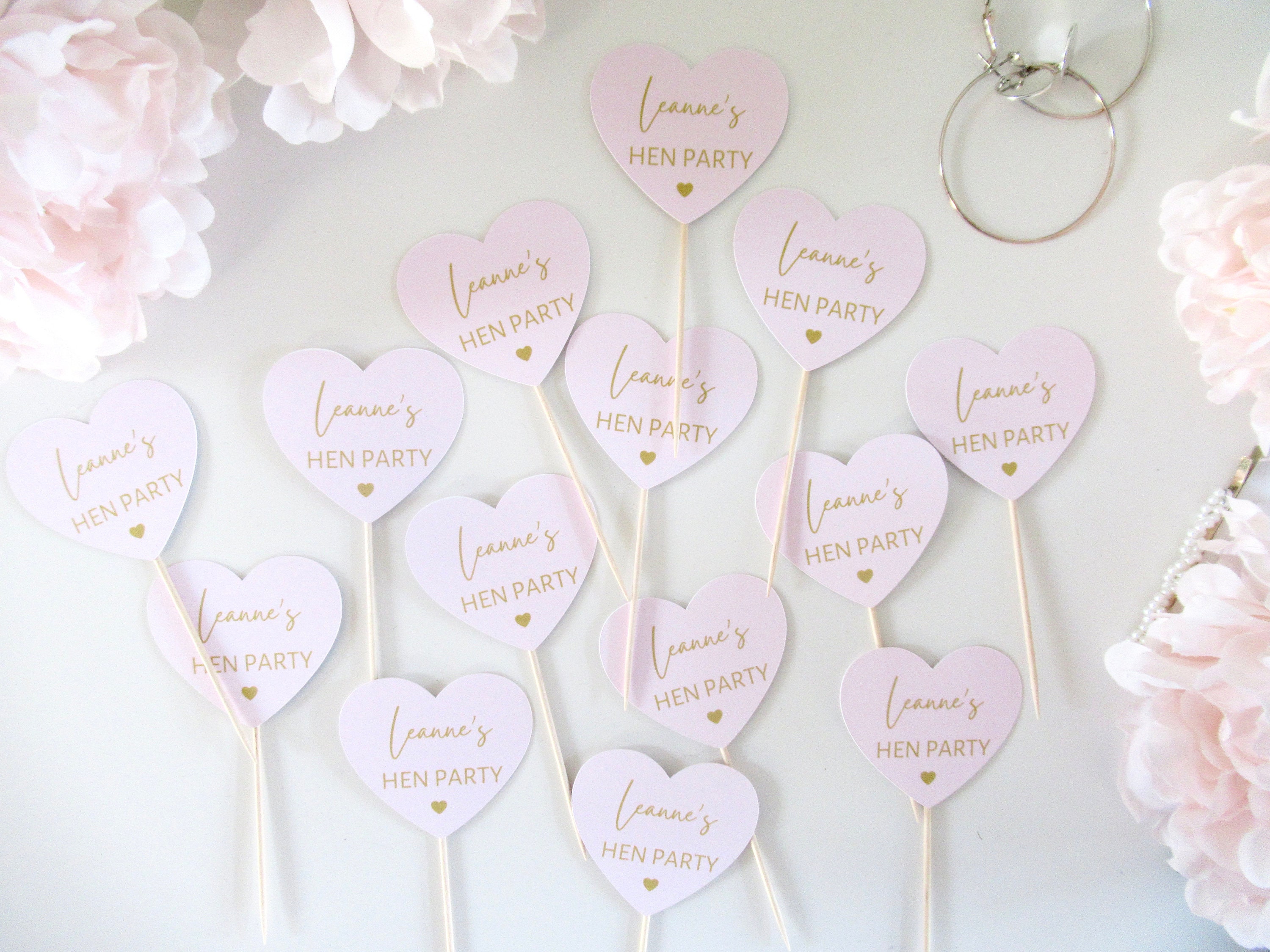 Personalised Hen Party Cupcake Toppers/ Pastel Heart Shaped Etsy Ireland