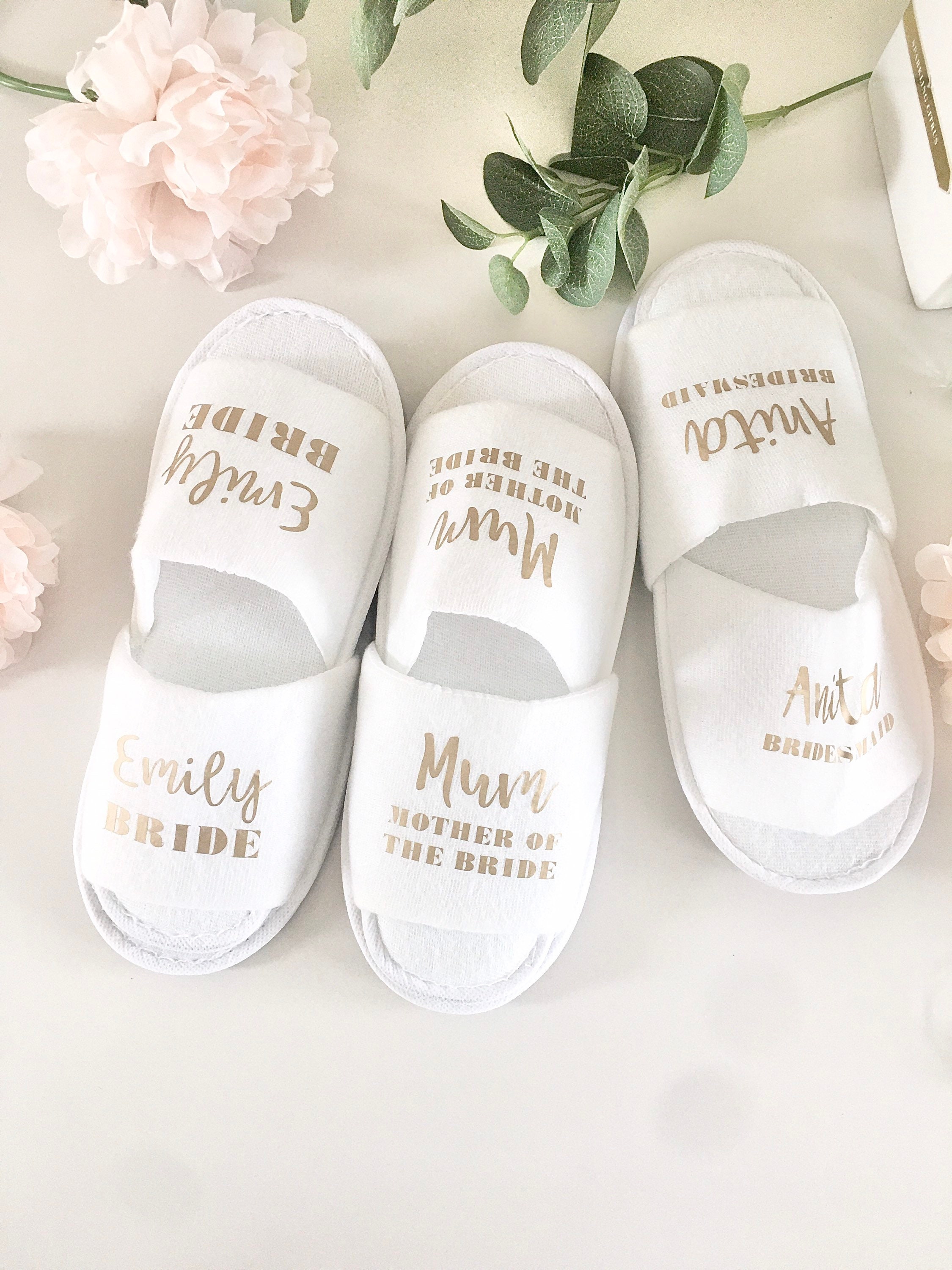 Personalised White Disposable Slippers/ Spa Open Toe Slipper/ Etsy