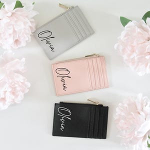 Gepersonaliseerde verjaardagskaarthouder/ portemonnee van kunstleer cadeau voor verjaardagsfeestje/ reisportemonnee accessoire/ cadeau voor haar