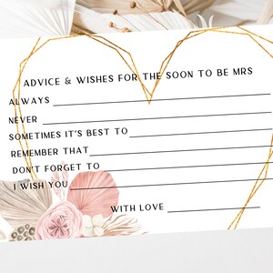 Consigli e auguri per la futura signora Biglietti/Pampas Pink Floral Theme Addio al nubilato Giochi del fine settimana/Addio al nubilato Bridal Shower Ricordo ricordo