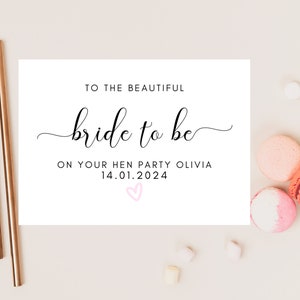 Pour la belle future mariée carte de votre enterrement de vie de jeune fille / mariée personnalisée shower de la mariée / carte de week-end EVJF coeur rose