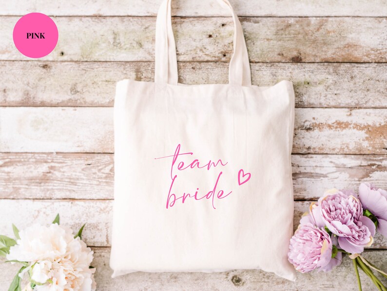 Team Bride Tote Bag/ Hen Party Tote Bags/ Bachelorette Party Gift for Bridesmaids/ Bridal Party Bag/ Bridal Shower Gift/ Hen Party Bag image 2